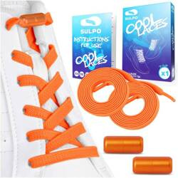 Sznurówki bez wiązania mocne gumowe do butów sportowych pomarańczowe - S017_K_11