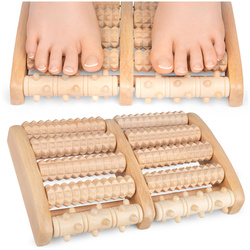 Podwójny drewniany masażer do stóp roller do masażu 5 rolek