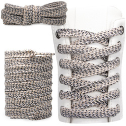 Bawełniane sznurówki do butów płaskie wiązane  SN_4524 Beżowy Melanż