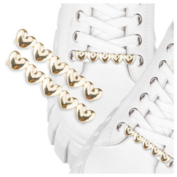 Metalowa zawieszka ozdoba na sznurówki do butów – Złote PARA Serduszka