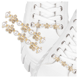 Metalowa zawieszka ozdoba na sznurówki do butów – Złote PARA Cyrkonie