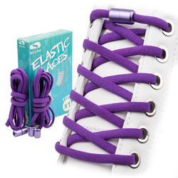 Sznurówki bez wiązania elastyczne z metalową spinką Fioletowe S021_K