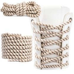 Sznurówki do butów bawełniane mocne okrągłe - Lina trwałe SN_4534 Beżowo-brązowe