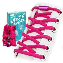Sznurówki bez wiązania elastyczne z metalową spinką Różowe S021_K