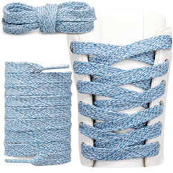 Bawełniane sznurówki do butów płaskie wiązane SN_4524 Niebieski Melanż