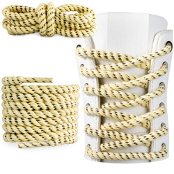 Sznurówki do butów bawełniane mocne okrągłe - Lina trwałe SN_4534 Żółto-czarne