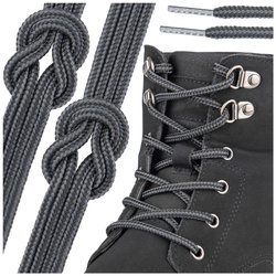 Sznurówki sznurowadła okrągłe do butów trekkingowych Stalowo-czarny