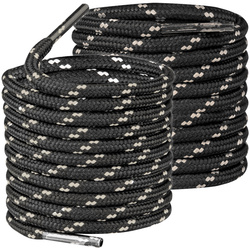 Sznurówki sznurowadła TREKKINGOWE okrągłe MOCNE grube kolor czarno-beżowy