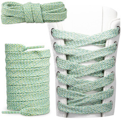 Bawełniane sznurówki do butów płaskie wiązane SN_4524 Zielony Melanż