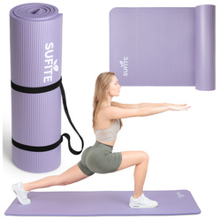 Mata do ćwiczeń SUFITE, gruba NBR 1,5 cm, jogi i fitness z uchwytem