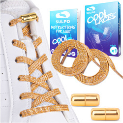 Złote sznurówki do butów bez wiązania z zapięciem - S017_K_22