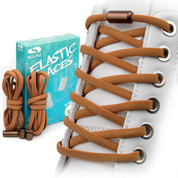 Sznurówki bez wiązania elastyczne z metalową spinką Brązowe S021_K