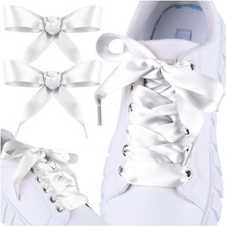 Sznurówki do butów białe wstążki SULPO