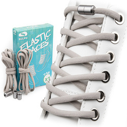 Sznurówki bez wiązania elastyczne z metalową spinką Szare S021_K