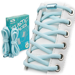 Sznurówki bez Wiązania elastyczne z Metalową spinką Błękitne S021_K