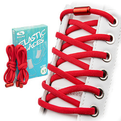 Sznurówki bez wiązania elastyczne z metalową spinką Czerwone S021_K