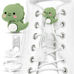 ZESTAW Sznurówki z ozdobną klamrą dla Dzieci – końcówki Dinozaury Zielone