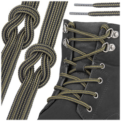 Sznurówki sznurowadła okrągłe do butów trekkingowych Oliwkowo-czarny